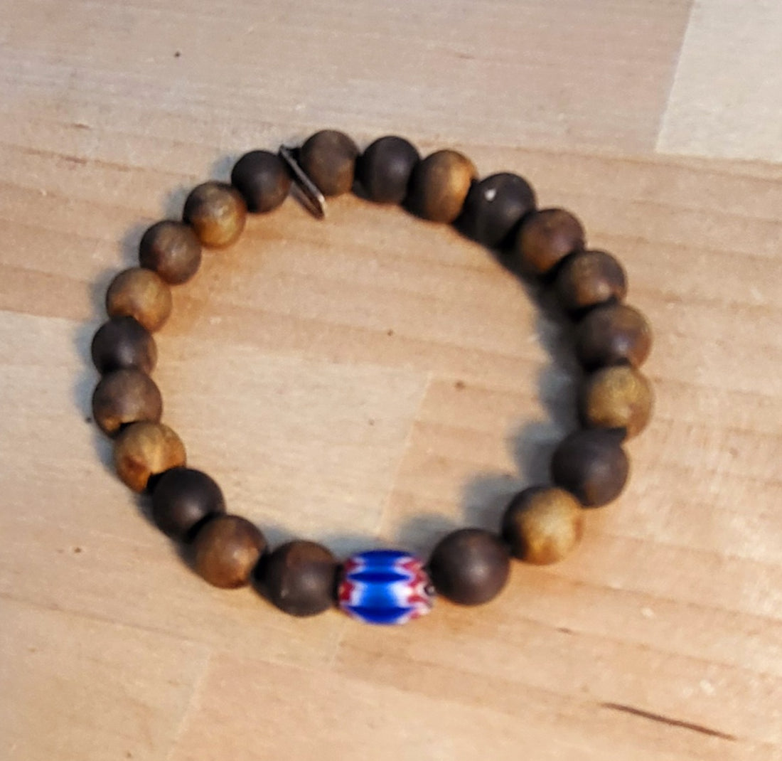 Be Hippy wood beads with Italian glass bead